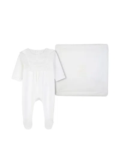 Chloé Babies' Embroidered Cotton Pajama And Blanket Set In White
