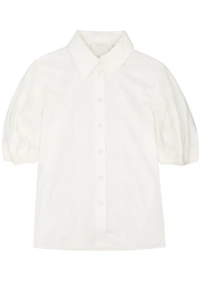 Chloé Chloe Embroidered Cotton-poplin Shirt In White