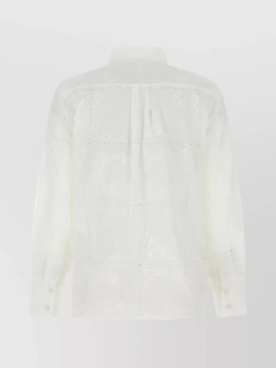 Chloé Embroidered Cotton Voile Shirt In Grey