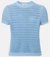 Chloé Embroidered Crocheted Cotton T-shirt In Blue