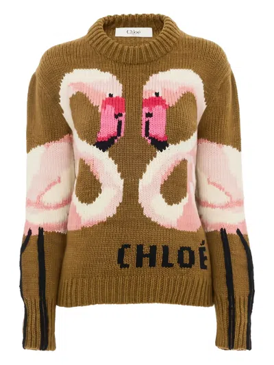 CHLOÉ INTARSIA-KNIT SWEATER