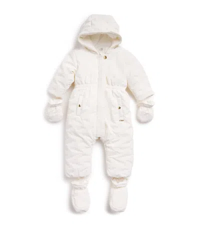 Chloé Kids' Embroidered Hooded Snowsuit In White