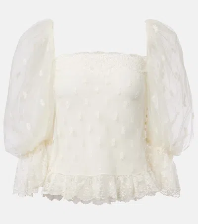 Chloé Embroidered Lace Blouse In White