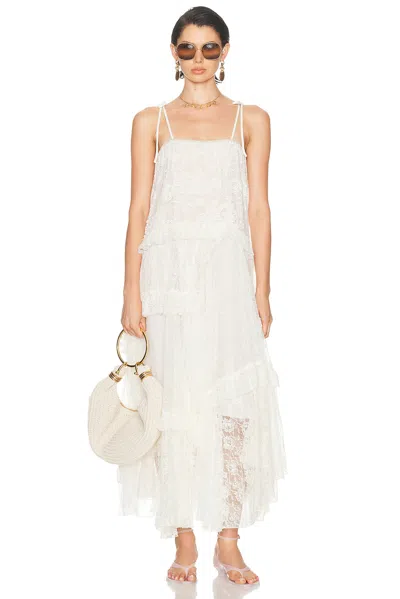 Chloé Embroidered Lace Maxi Dress In White