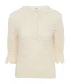 Chloé Pointelle Knit Sweaters And Cardigans White In Yellow
