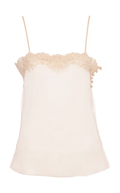 Chloé Embroidered Lace Tank Top In Pink