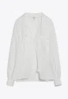 Chloé White Shirt With Embroidered Bow Tie In White