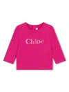 Chloé Embroidered-logo Cotton T-shirt In Pink