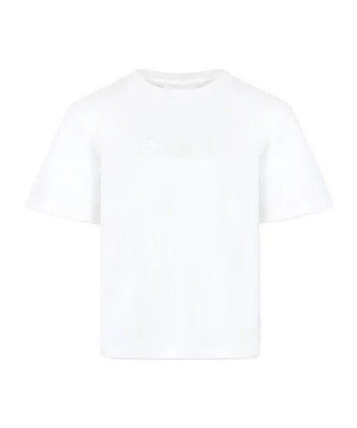 Chloé Embroidered-logo Cotton T-shirt In White