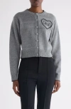 Chloé Fitted Cardigan With Logo In Wool And Cashmere Knit In Gray