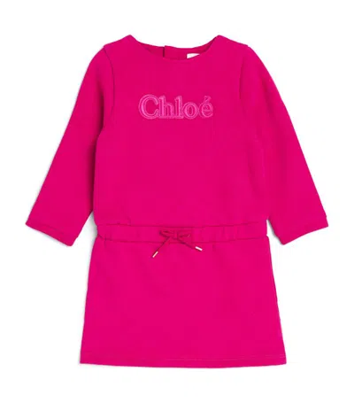 Chloé Embroidered Logo Dress (9-18 Months) In Pink