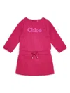 Chloé Logo-embroidered Cotton Dress In 粉色