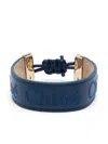 Chloé Embroidered-logo Leather Bracelet In Blue