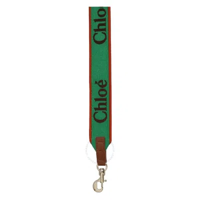 Chloé Chloe Embroidered-logo Shoulder Bag Strap In Green