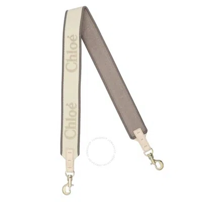 Chloé Chloe Embroidered-logo Shoulder Bag Strap In Grey