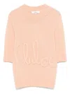 Chloé Alpaca Wool And Silk Knit Elbow-sleeve Logo Sweater Clothing In Orange