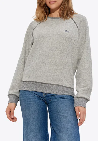 Chloé Embroidered Logo Sweatshirt In Grey