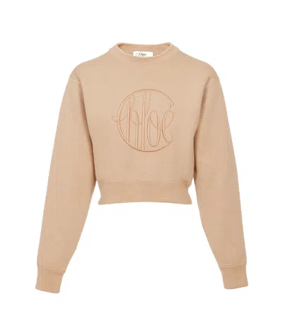Chloé Logo Wool Sweater In Beige