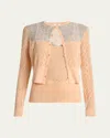 Chloé Embroidered Pointelle Cotton Combo Top In Neutral