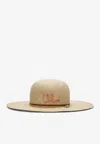 Chloé Raffia Hat With Embroidered Logo In Neutral