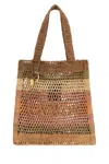 Chloé Chloe Embroidered Raffia Small Summer Banana Shopping Bag In White