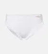 Chloé Embroidered Ruffled Bikini Bottoms In White