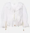 Chloé Eyelet Cotton Ruffle Crop Peasant Blouse In White