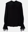 Chloé Embroidered Silk Crêpe De Chine Blouse In Black