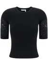 Chloé Embroidered Ribbed Top In Black