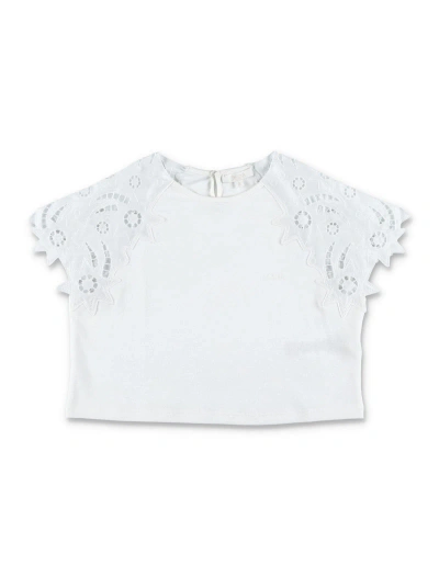 Chloé Kids' Top Ricamo Maniche In White