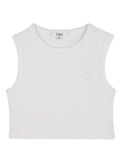 Chloé Kids' Embroidered Top In White