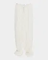 Chloé Embroidered Tulle Wide-leg Ruffle Trousers