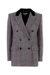 Chloé Double-breasted Velvet-trimmed Checked Wool Blazer