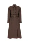 Chloé Embroidered Wool Blend Coat In Brown