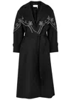 Chloé Embroidered Belted Wool Coat In Black
