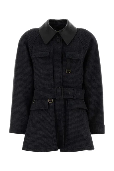 Chloé Embroidered Wool Coat In Black