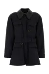 Chloé Wool Belted Jacket With Leather Collar Clothing In Multi