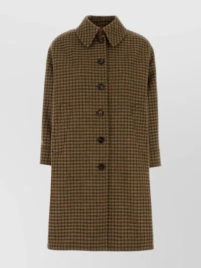 Chloé Embroidered Wool Coat With Collared Neck In Multicolor