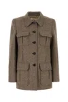Chloé Pocket-detailed Herringbone Wool Jacket In Somberbrown