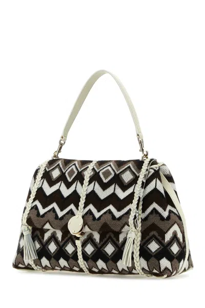 Chloé Embroidered Wool Large Penelope Shoulder Bag In Multicolorbrown1
