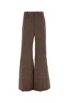 Chloé Chloe Embroidered Wool Pant In Brown