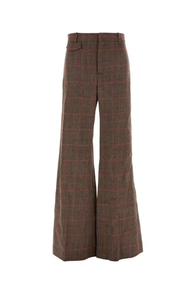 Chloé Chloe Embroidered Wool Pant In Brown