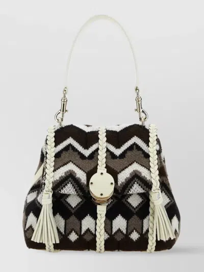 Chloé Embroidered Wool Penelope Mini Bag In Black