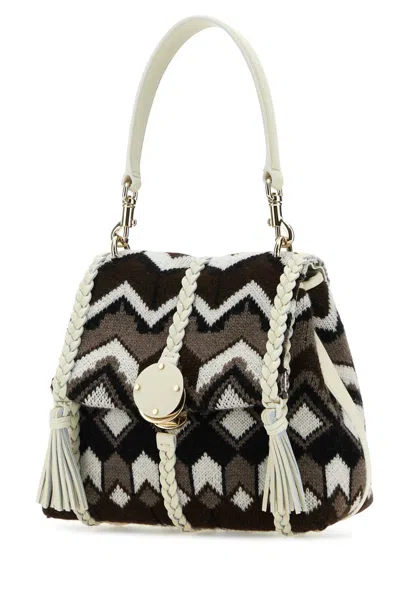 Chloé Embroidered Wool Small Penelope Handbag In Multicolorbrown1