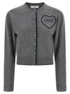 Chloé Fitted Logo Cardigan In Gray
