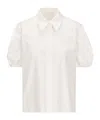 Chloé Embroidered Balloon-sleeved Shirt In White