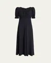 Chloé Empire-waist Puff-sleeve Ankle Dress In Black