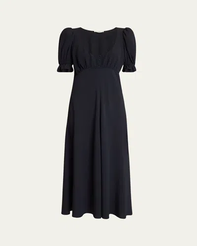 Chloé Empire-waist Puff-sleeve Ankle Dress In Black