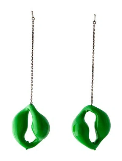 Pre-owned Chloé Enamel Trudie Drop Earrings In Green