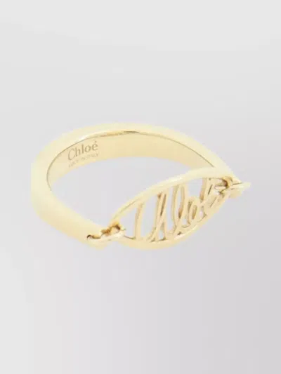 CHLOÉ ENGRAVED DETAIL GOLD BRASS RING